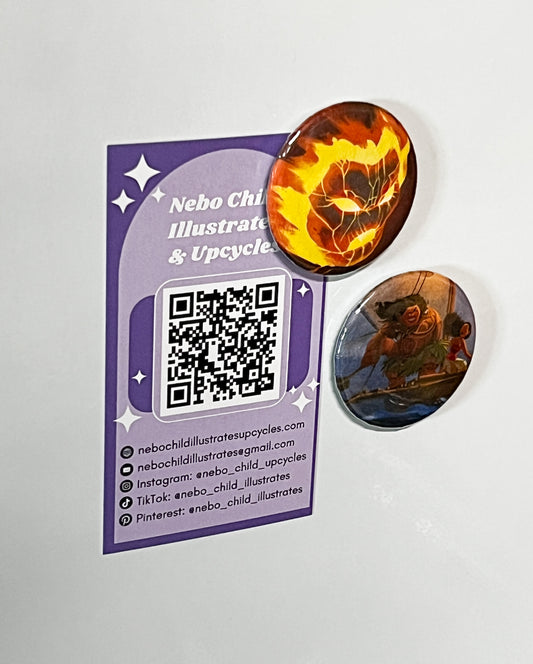 Island Adventure Fridge Magnet Set of 2 – Upcycled Reclaimed Button Magnets