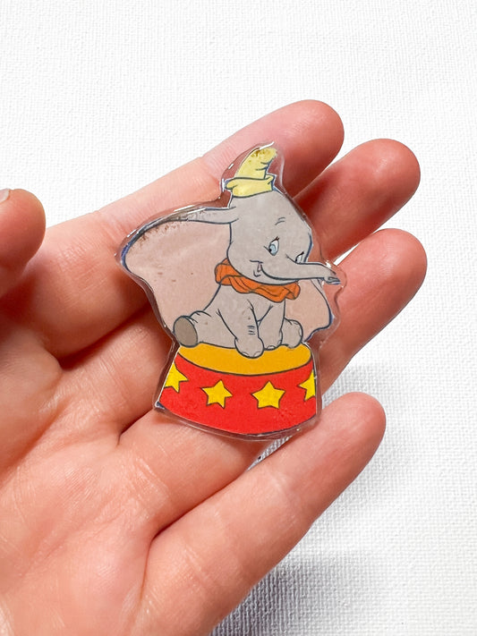 Upcycled Circus Elephant Handmade Pin – Recycled Storybook Pin – Book Page Art Pin – Small Batch Resin