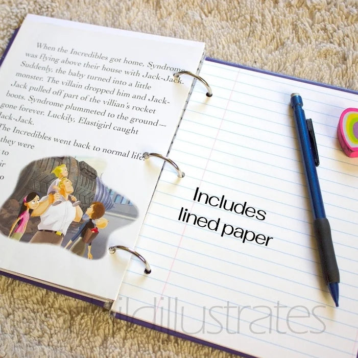 Super Hero Family Upcycled Book Journal – Handmade Eco Friendly Storybook Notebook