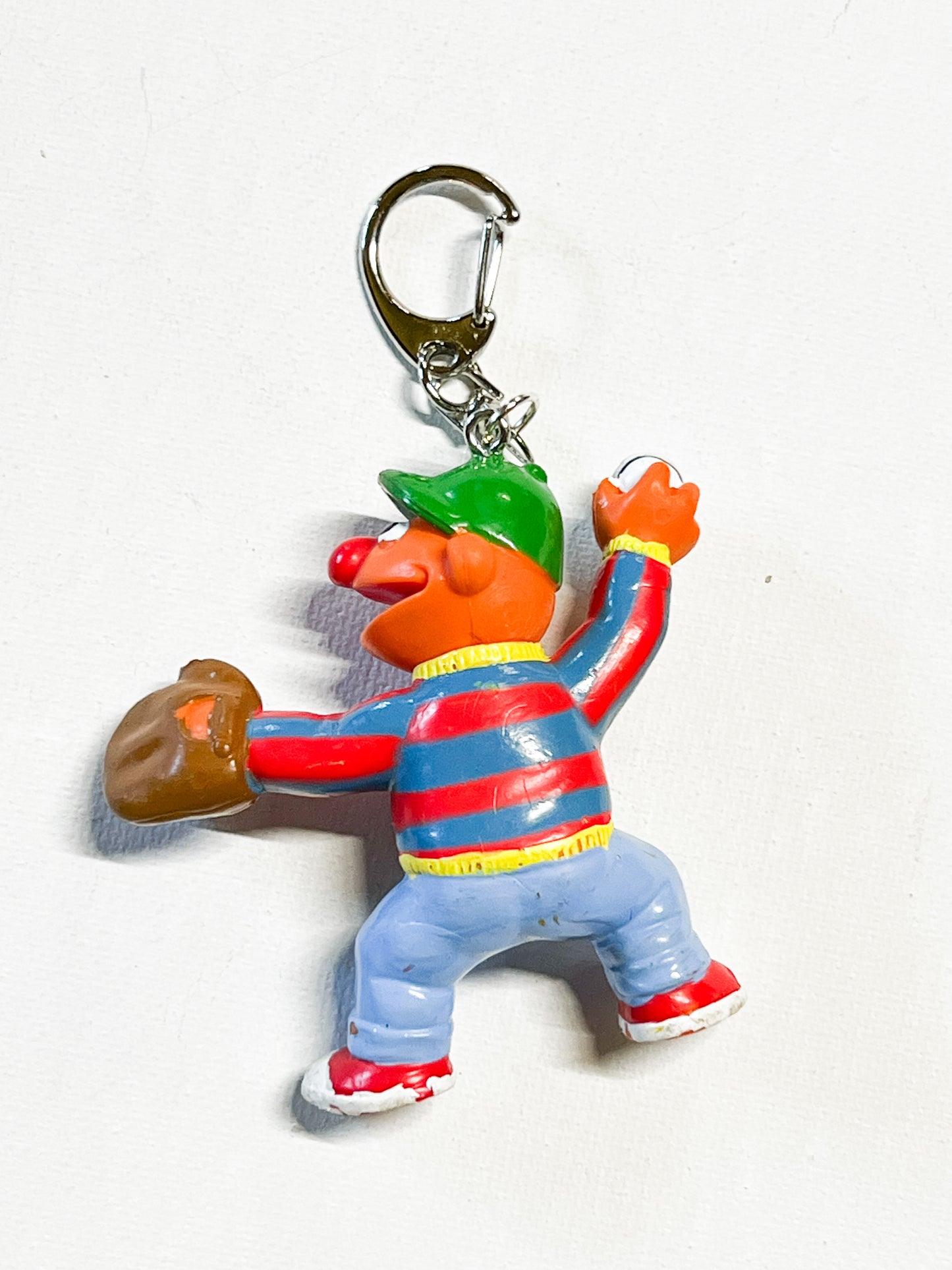 Upcycled Baseball Fan-Inspired Keychain – Handmade Eco-Friendly Character Charm