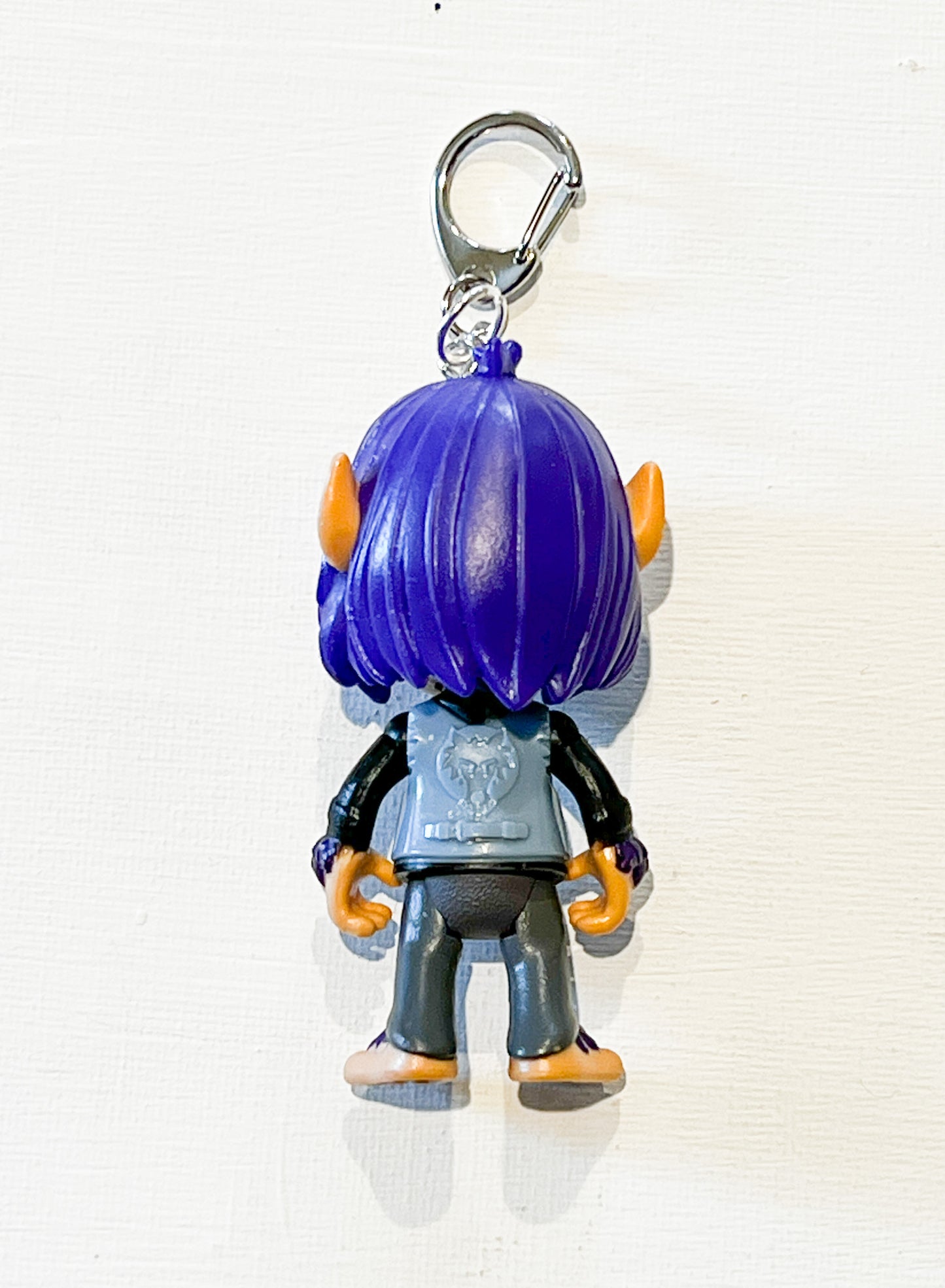 Upcycled Purple-Haired Monster Teen Keychain – Quirky Creature Bag Charm