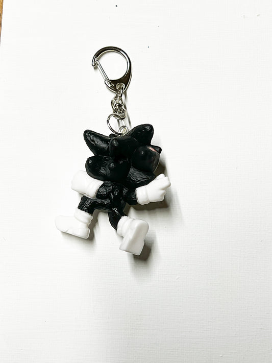 Dark Hedgehog Character Upcycled Keychain / Bag Charm