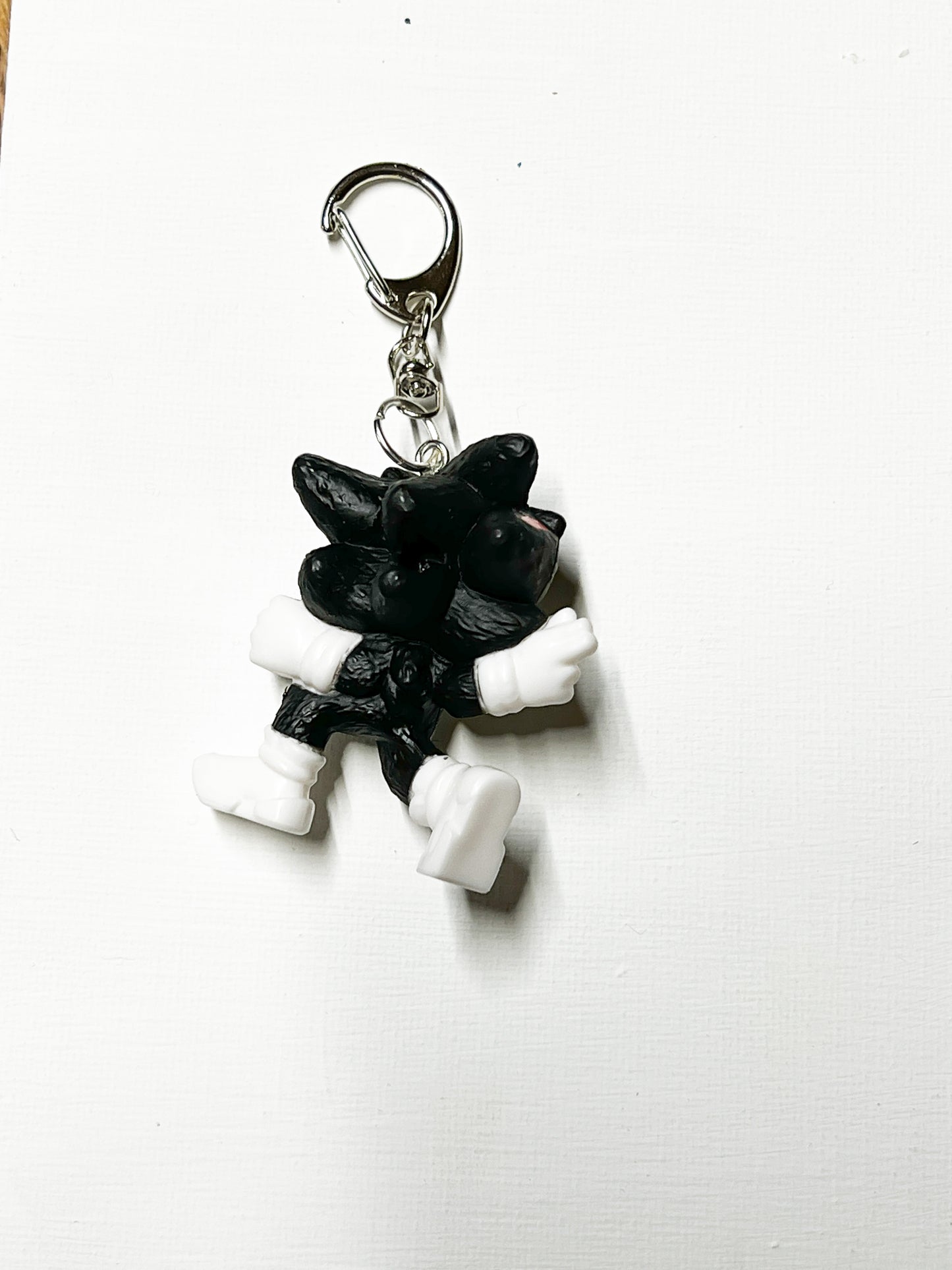 Dark Hedgehog Character Upcycled Keychain / Bag Charm