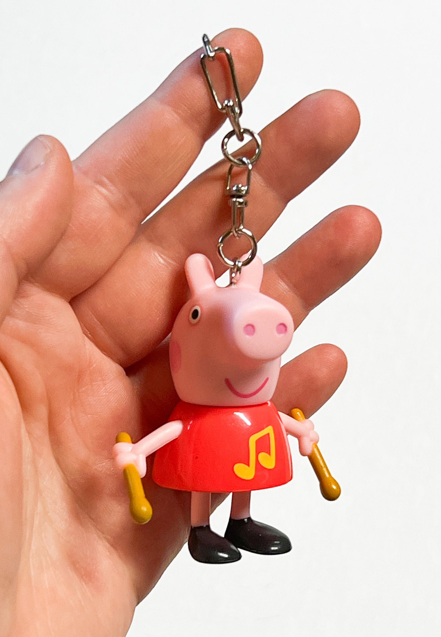 Upcycled Pink Pig Character-Inspired Keychain – Handmade Eco-Friendly Charm