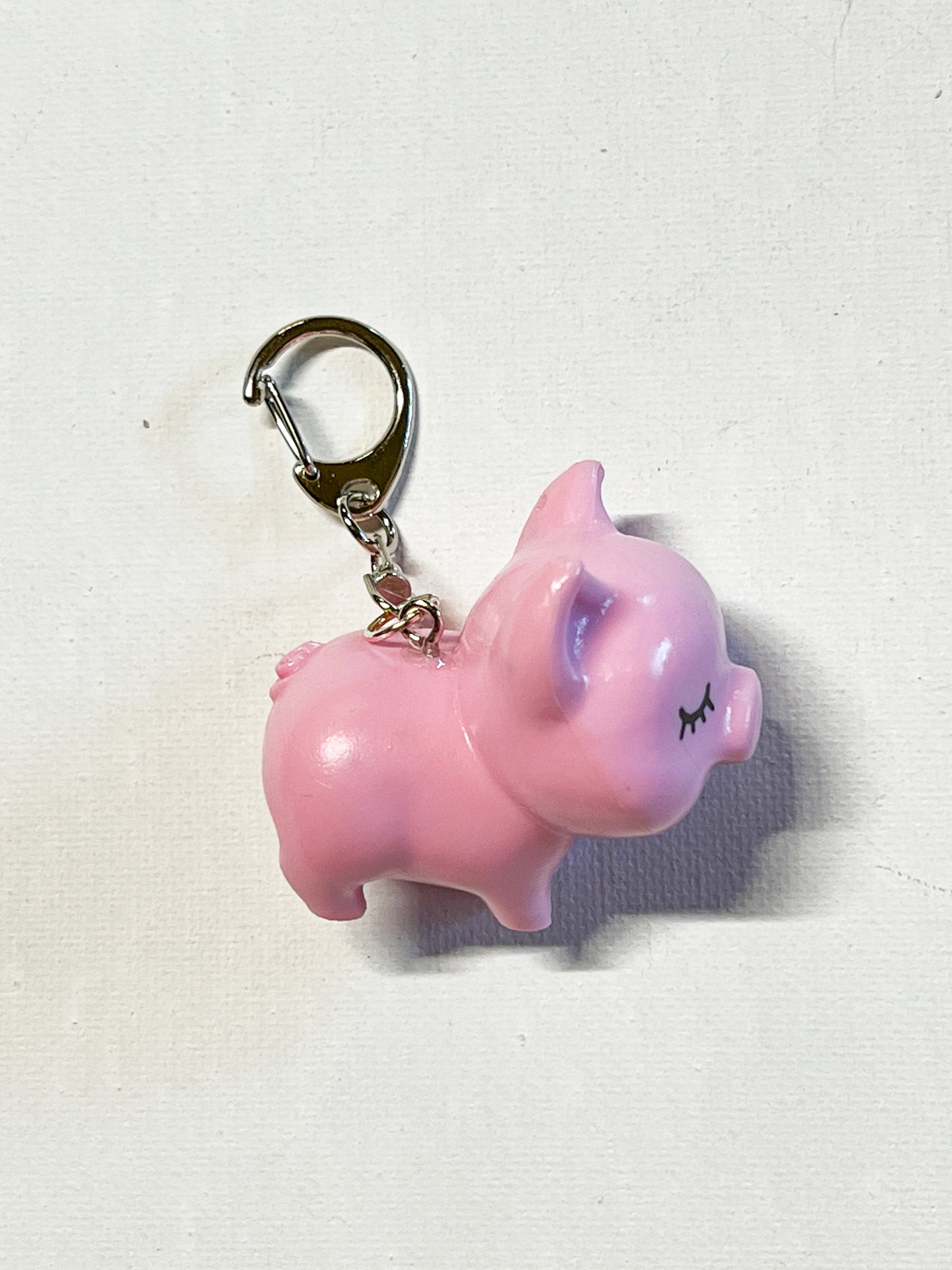 Upcycled Cute Pink Pig Keychain – Handmade Eco-Friendly Character Charm