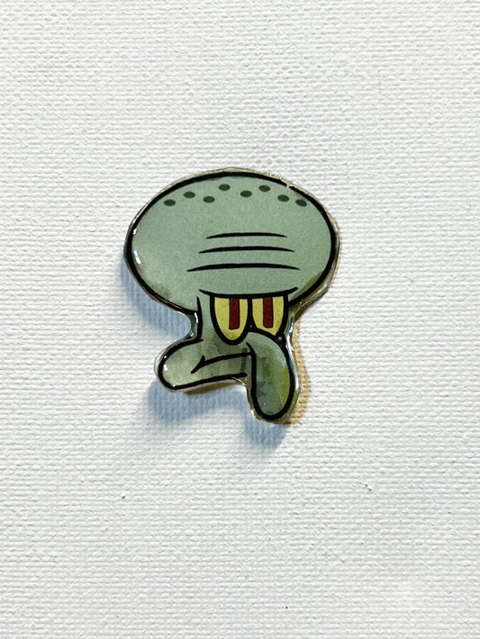 Upcycled Grumpy Squid Handmade Pin – Recycled Storybook Pin – Book Page Art Pin – Small Batch Resin B Grade