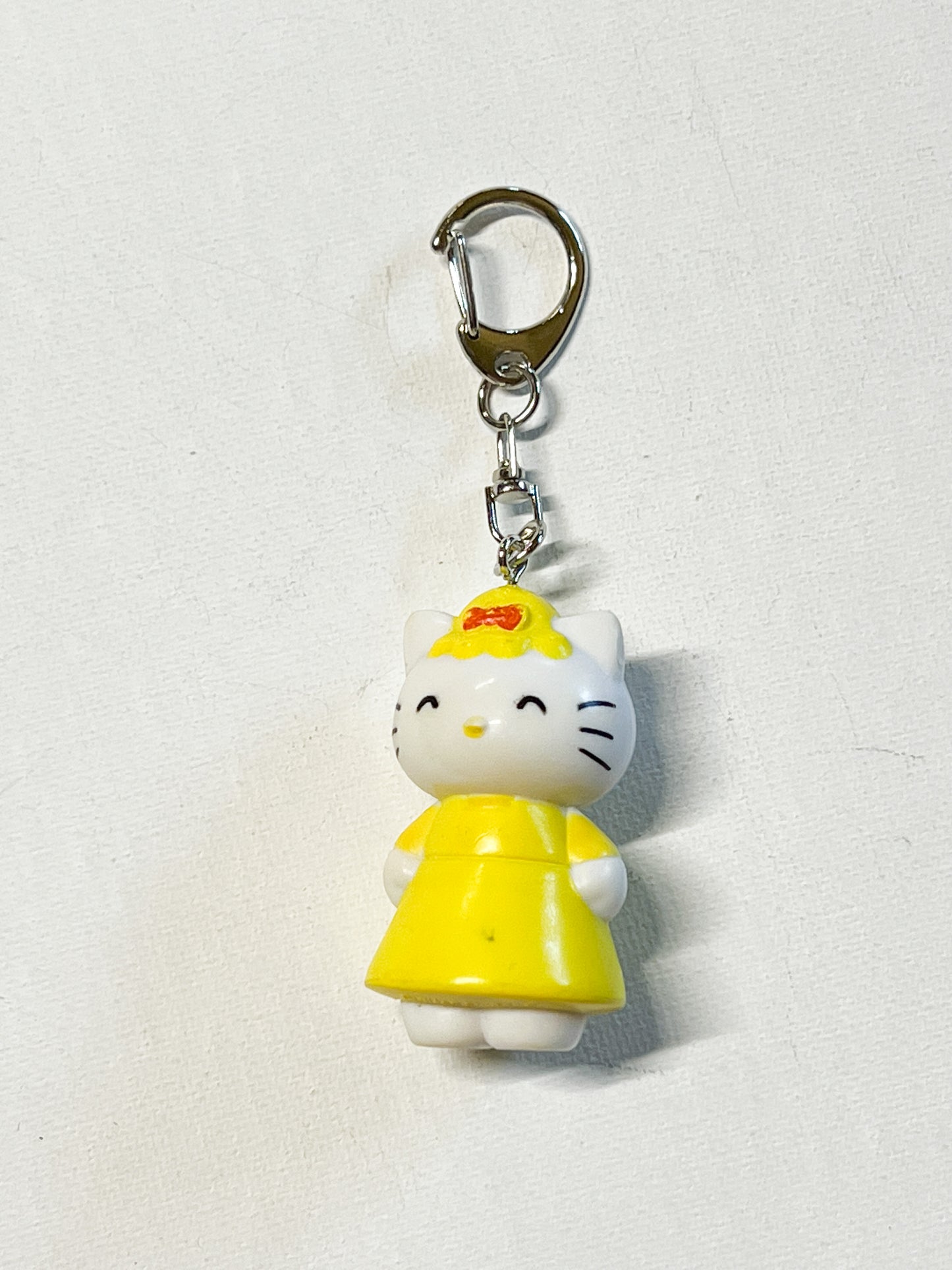 Upcycled Yellow Kitty-Inspired Keychain – Handmade Eco-Friendly Character Charm