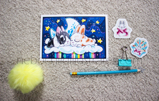 Sleepy Bunnies Art Print