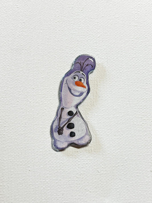 Upcycled Happy Snowman Handmade Pin – Recycled Storybook Pin – Book Page Art Pin – Small Batch Resin
