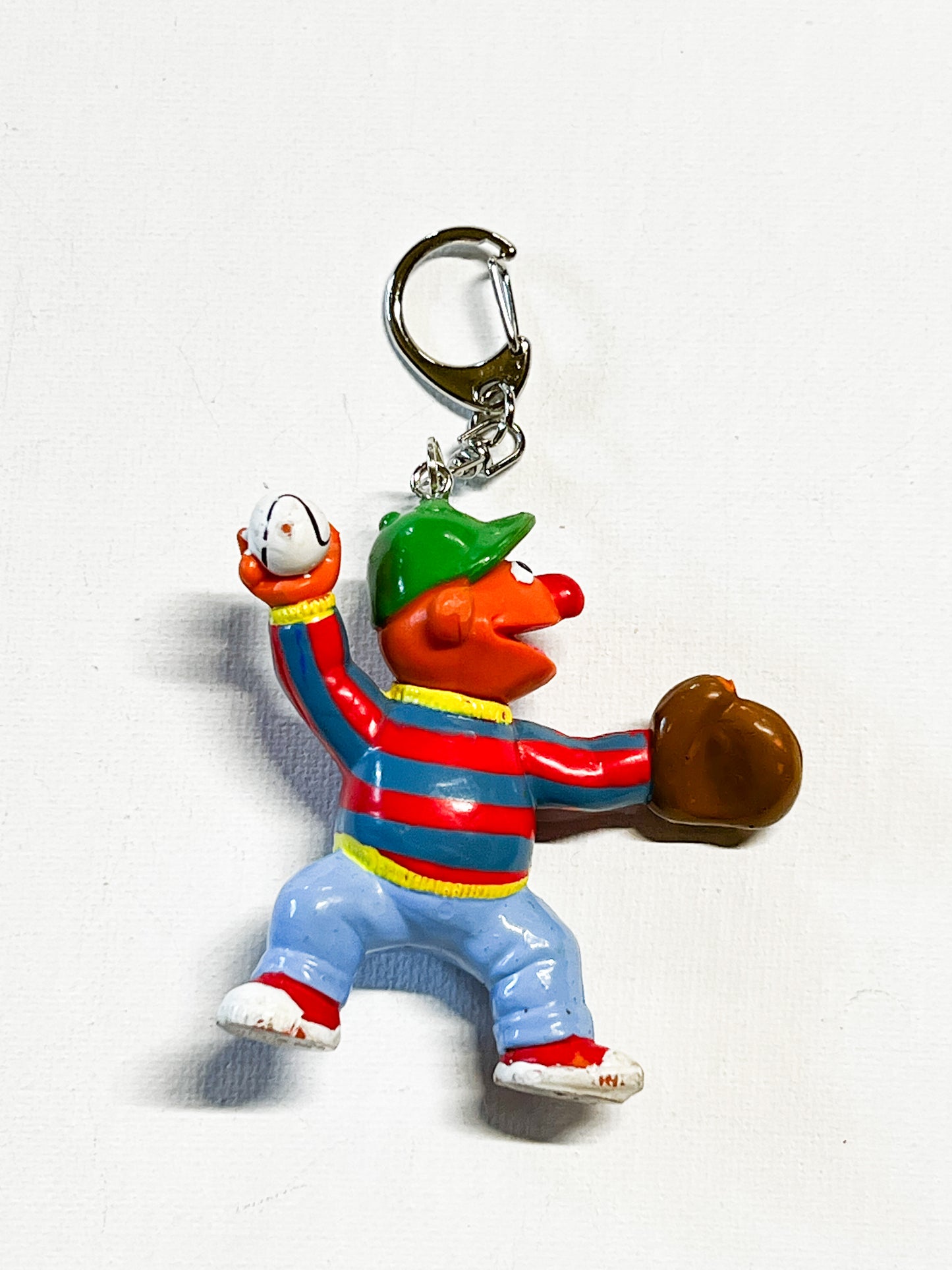 Upcycled Baseball Fan-Inspired Keychain – Handmade Eco-Friendly Character Charm