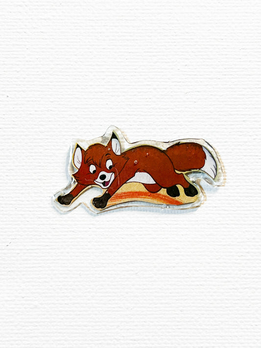 Upcycled Jumping Fox Handmade Pin – Recycled Storybook Pin – Book Page Art Pin – Small Batch Resin B Grade