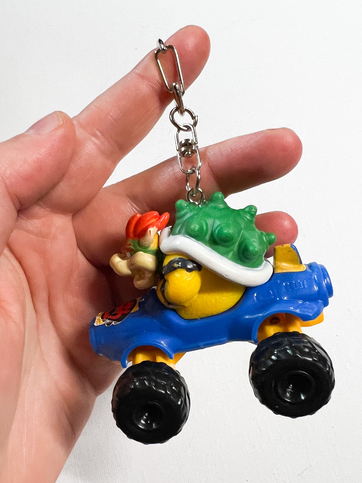 Upcycled Racing Character Keychain – Handmade Reclaimed Toy Accessory