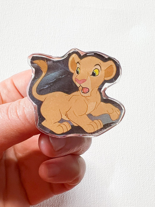 Upcycled Cute Lion Cub Handmade Pin – Recycled Storybook Pin – Book Page Art Pin – Small Batch Resin