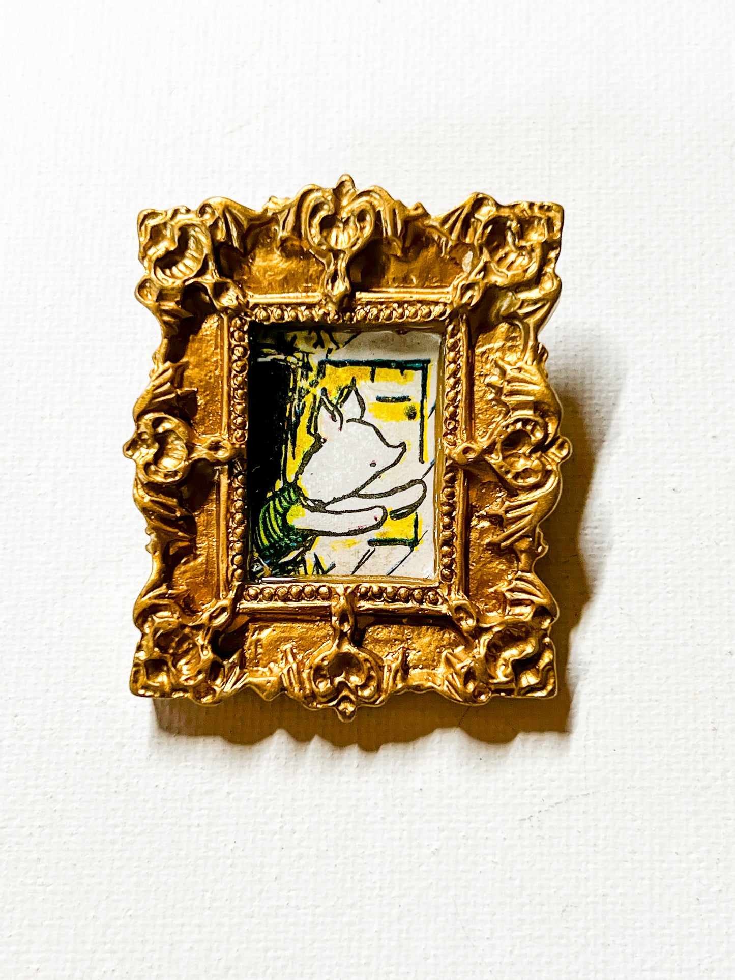 Upcycled Book Rectangle Vintage-Inspired Portrait Frame Brooch