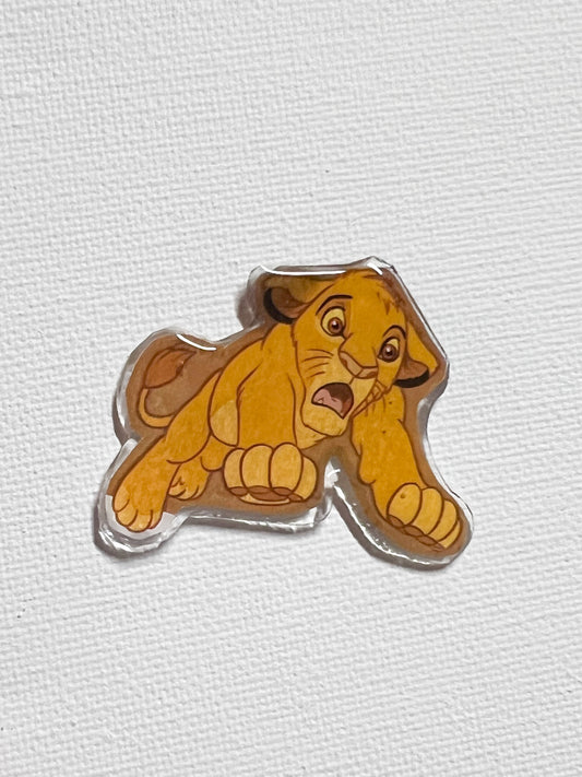 Upcycled Scared Lion Cub Handmade Pin – Recycled Storybook Pin – Book Page Art Pin – Small Batch Resin B Grade