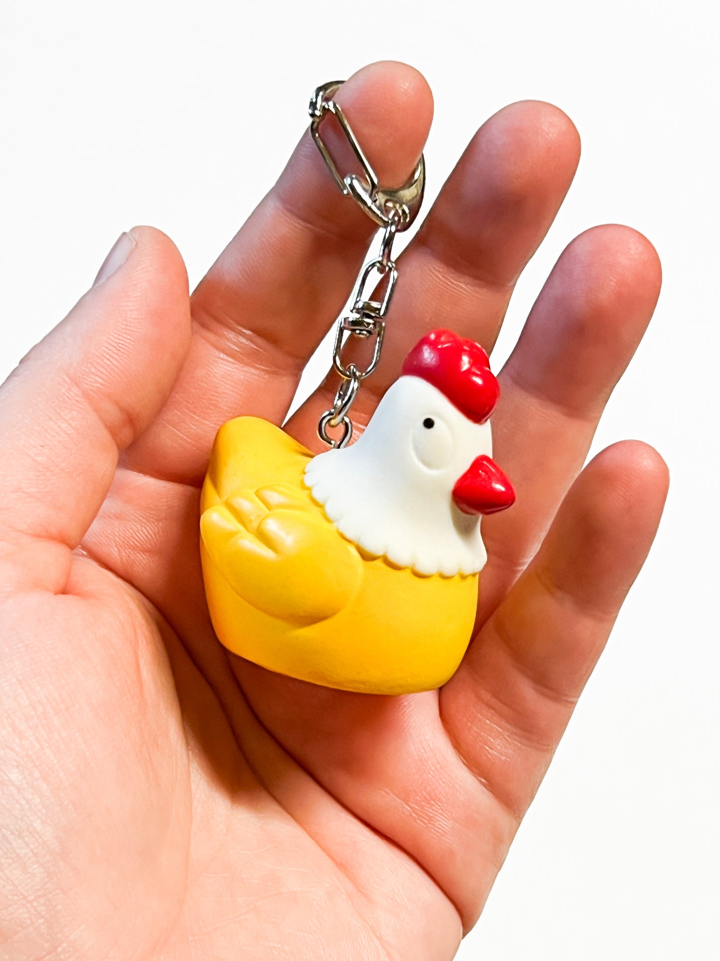Upcycled Kawaii Chicken Keychain