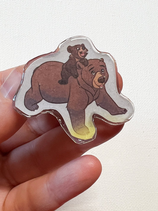 Upcycled Bear Friends Handmade Pin – Recycled Storybook Pin – Book Page Art Pin – Small Batch Resin B Grade