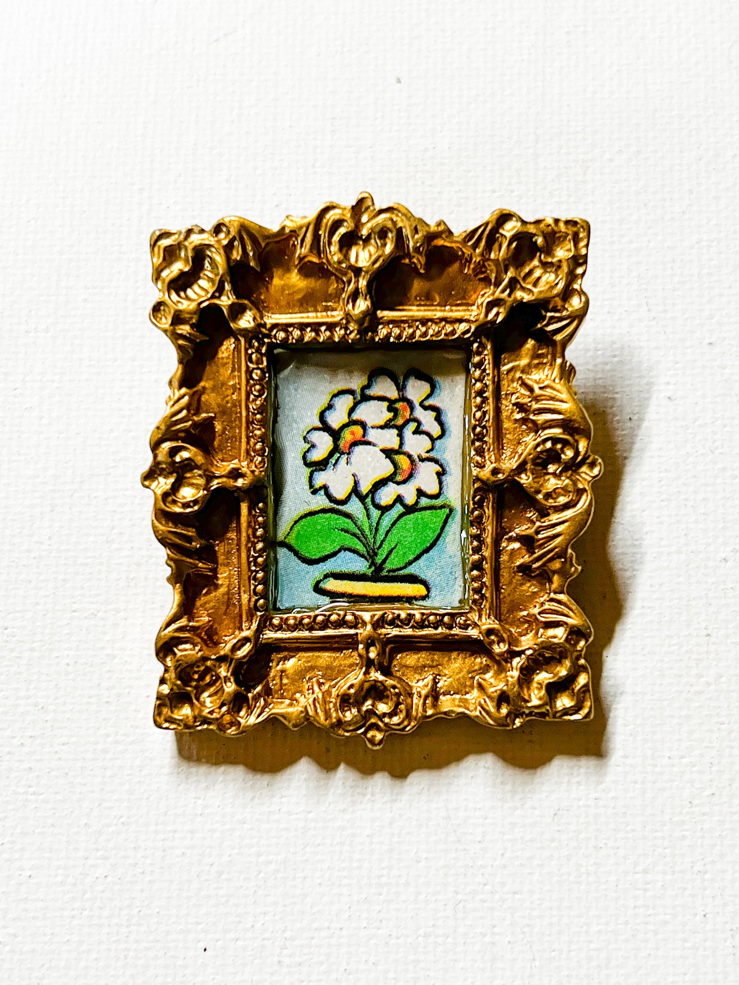 Upcycled Book Rectangle Vintage-Inspired Portrait Frame Brooch