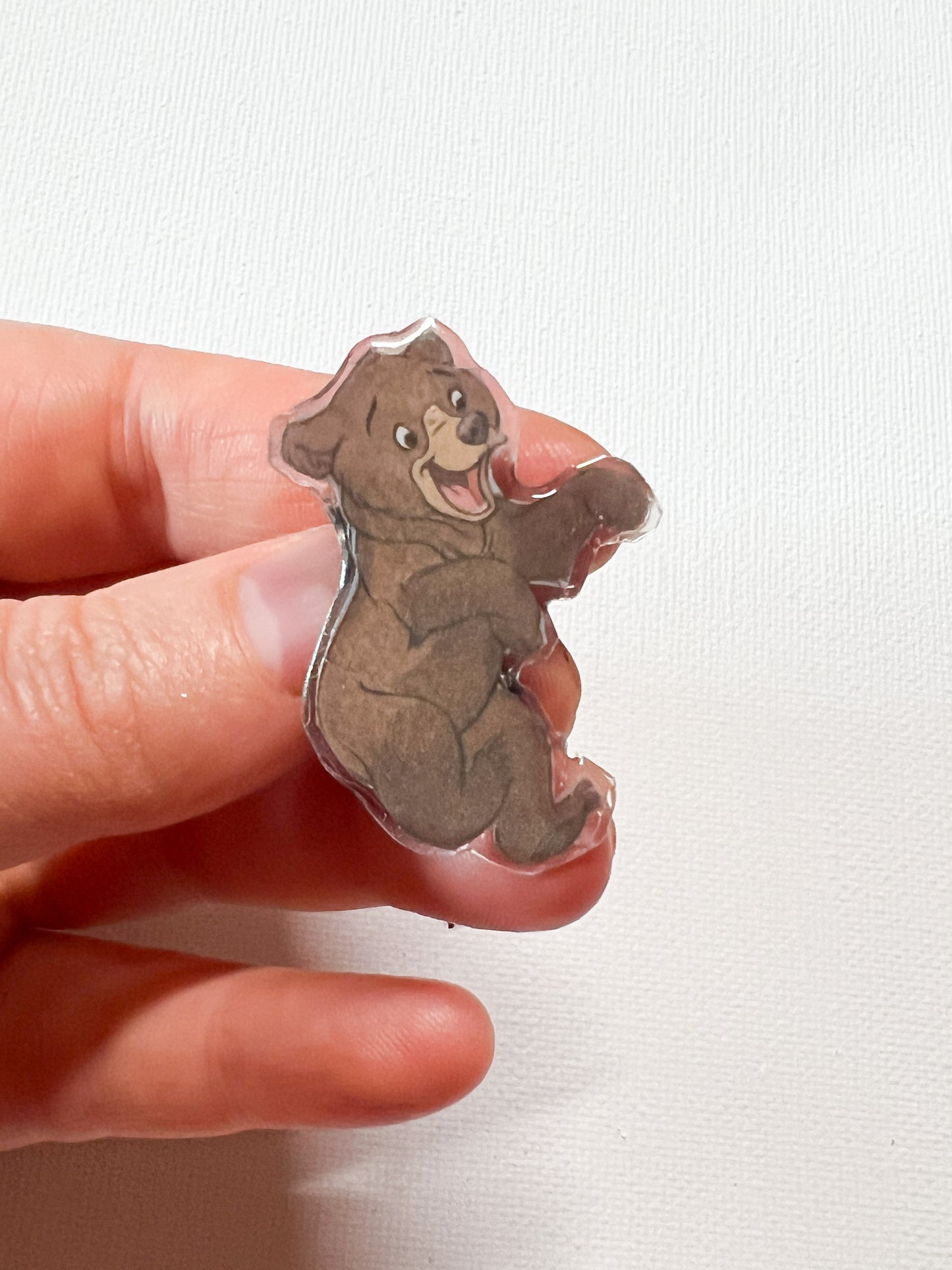 Upcycled Happy Brown Bear Handmade Pin – Recycled Storybook Pin – Book Page Art Pin – Small Batch Resin