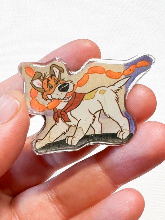 Upcycled Sly Dog Handmade Pin – Recycled Storybook Pin – Book Page Art Pin – Small Batch Resin B Grade