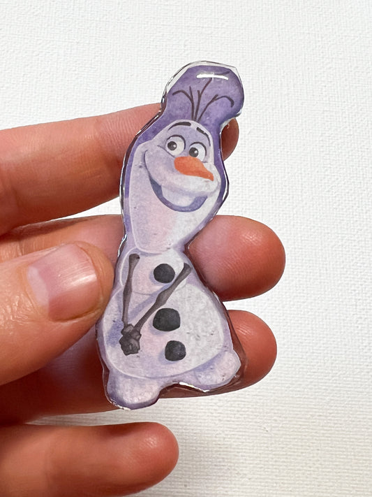 Upcycled Happy Snowman Handmade Pin – Recycled Storybook Pin – Book Page Art Pin – Small Batch Resin