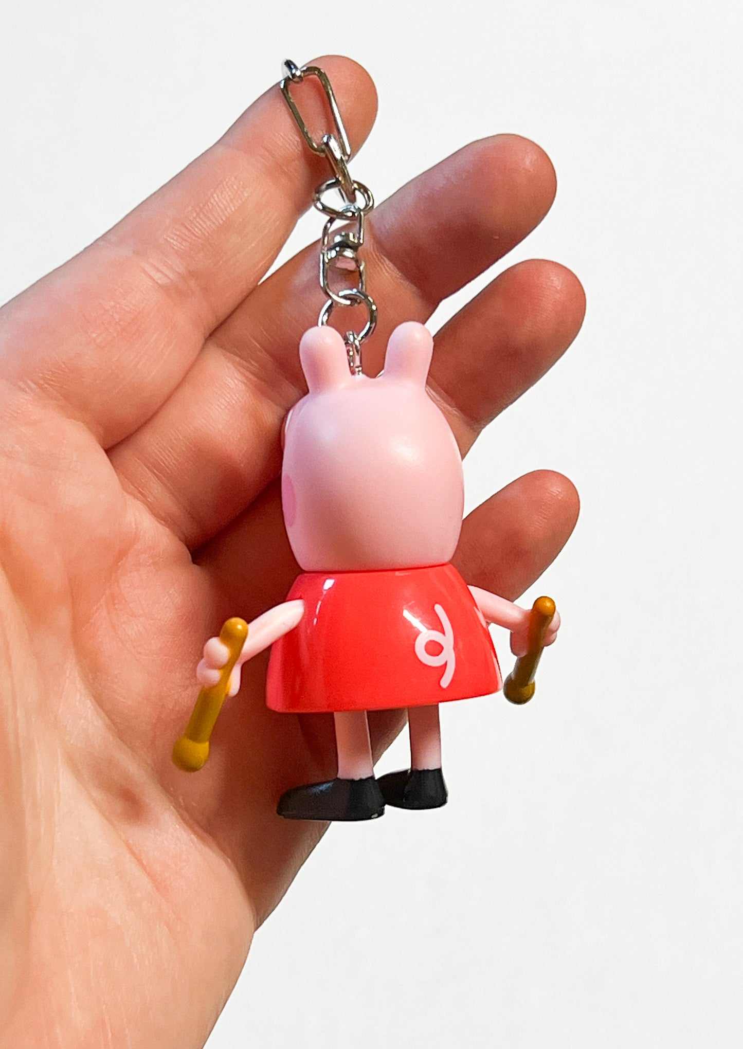 Upcycled Pink Pig Character-Inspired Keychain – Handmade Eco-Friendly Charm