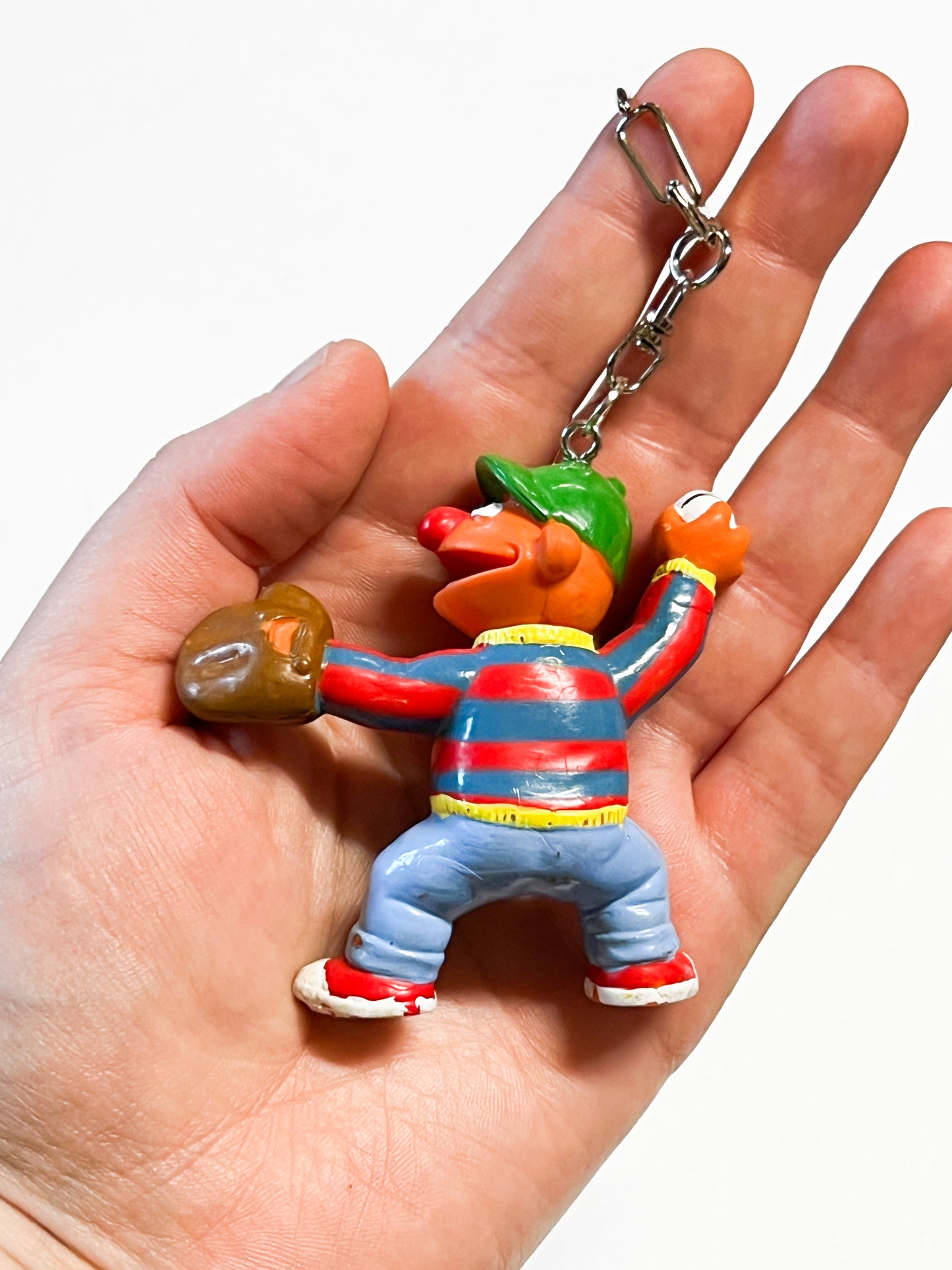 Upcycled Baseball Fan-Inspired Keychain – Handmade Eco-Friendly Character Charm