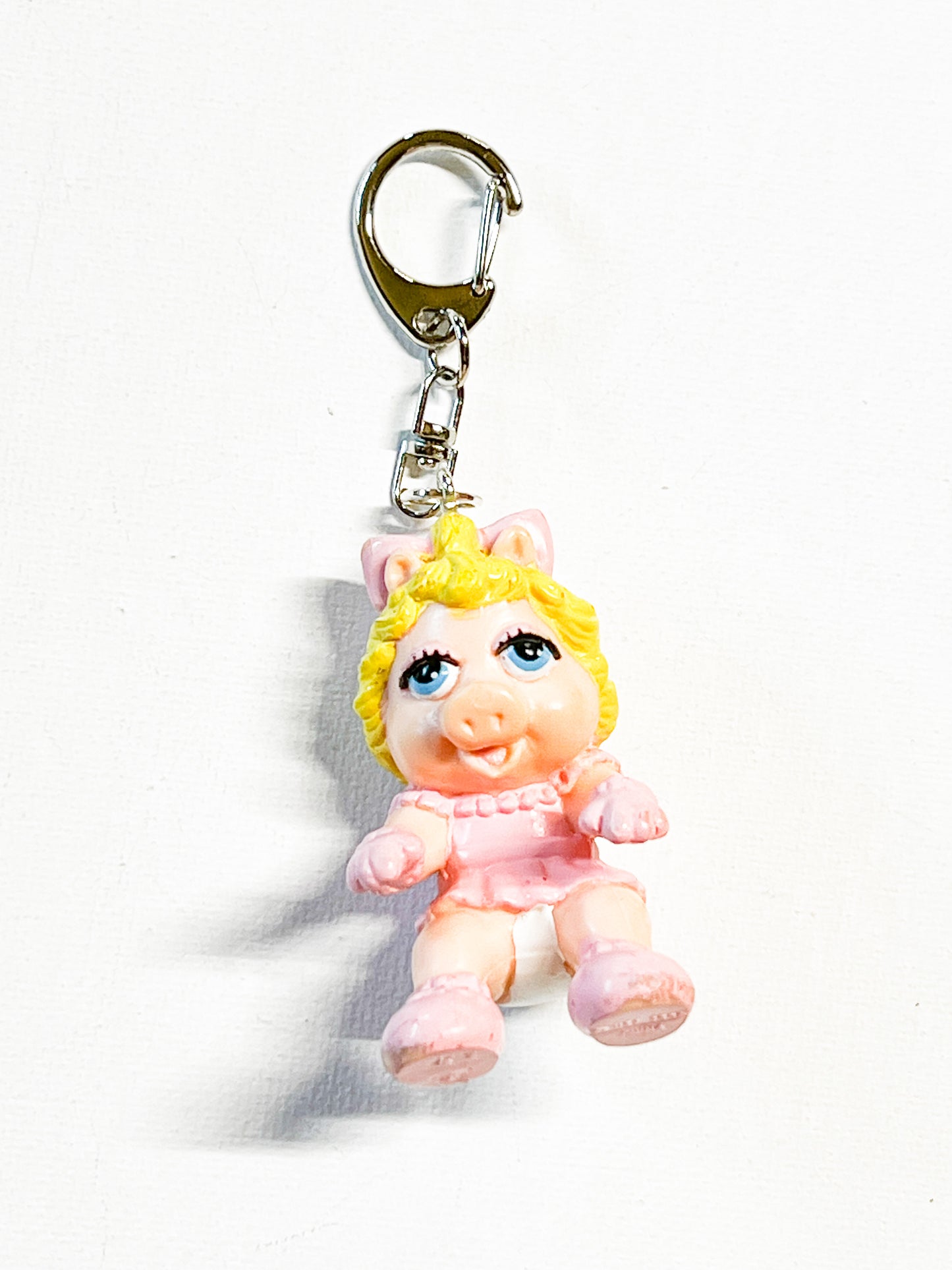 Upcycled Baby Pig-Inspired Keychain – Handmade Eco-Friendly Character Charm