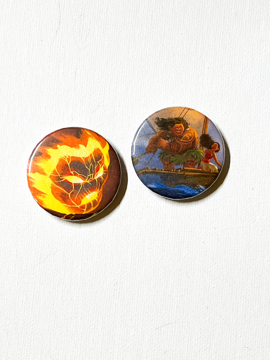 Island Adventure Fridge Magnet Set of 2 – Upcycled Reclaimed Button Magnets