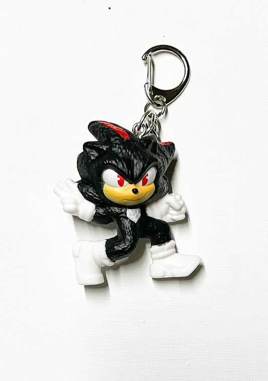 Dark Hedgehog Character Upcycled Keychain / Bag Charm