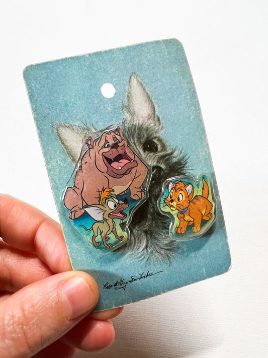 Handmade Retro Animal Duo Pin Set – Street Cat & Mischievous Dog Crew Inspired Pins