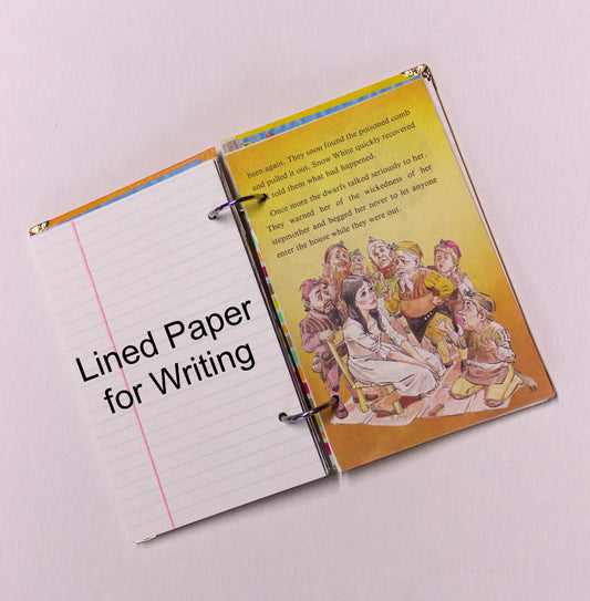 Snow White Upcycled Book Journal – Handmade Eco Friendly Storybook Mini Notebook