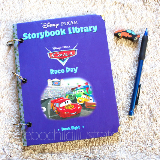 Race car Upcycled Book Journal – Handmade Eco Friendly Storybook Notebook