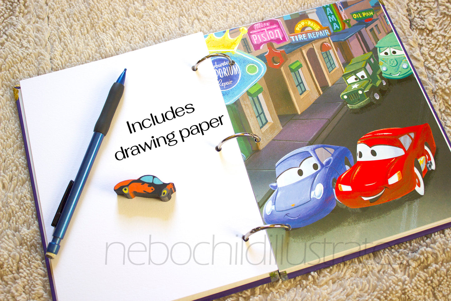 Race car Upcycled Book Journal – Handmade Eco Friendly Storybook Notebook